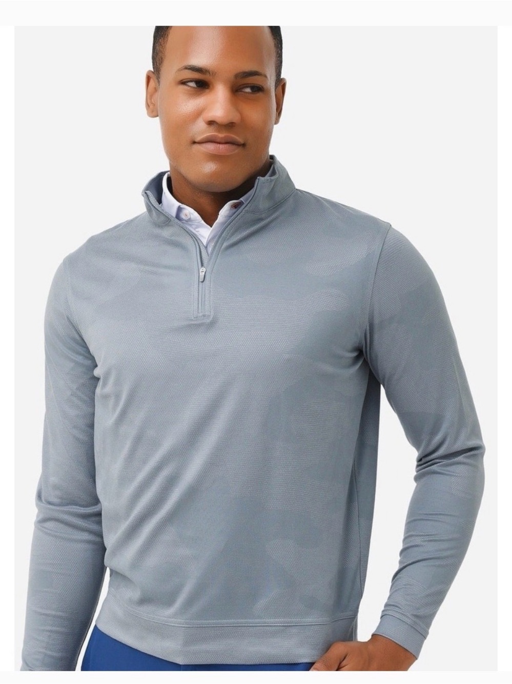 Peter Millar Men's Perth Grey Camo Quarter-Zip Pullover
